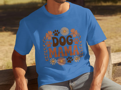 Dog Mama Floral Paw Print Graphic T-shirt