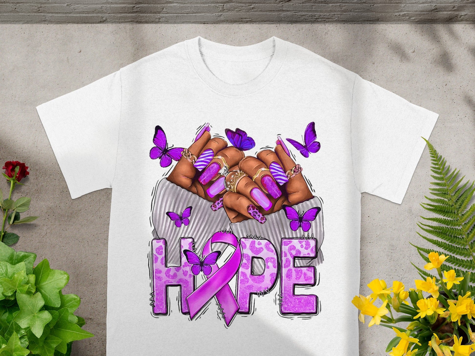 Purple Butterfly Hope Graphic Tee Inspiring T-Shirt