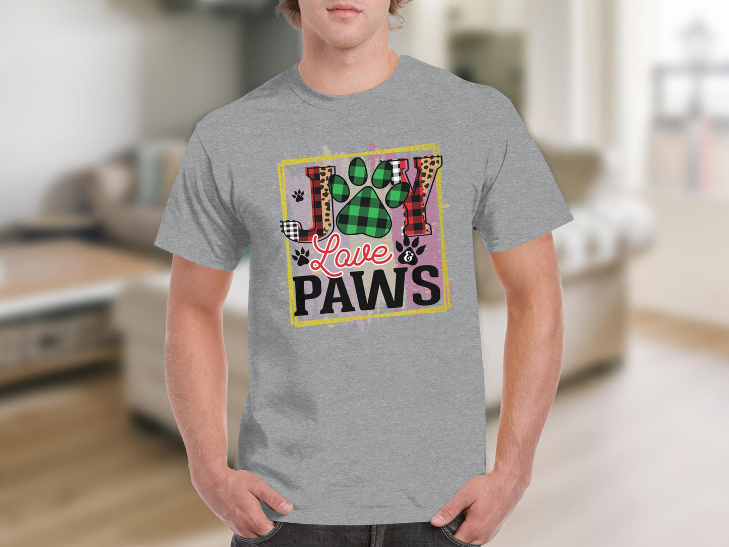 Joy Love and Paws Graphic T-Shirt for Animal Lovers