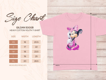 GILDAN 5000B Minnie Mouse Pink Youth Size Chart T-SHIRT product type