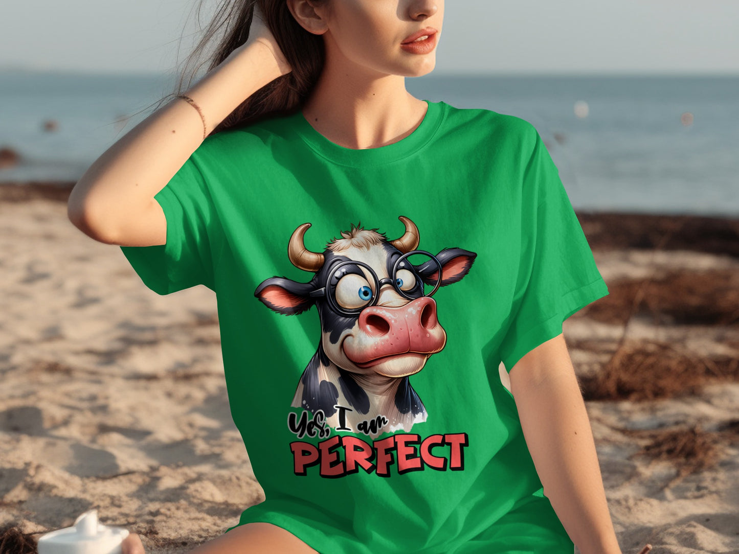 Yes I Am Perfect Cute Cartoon Cow Design Shirt