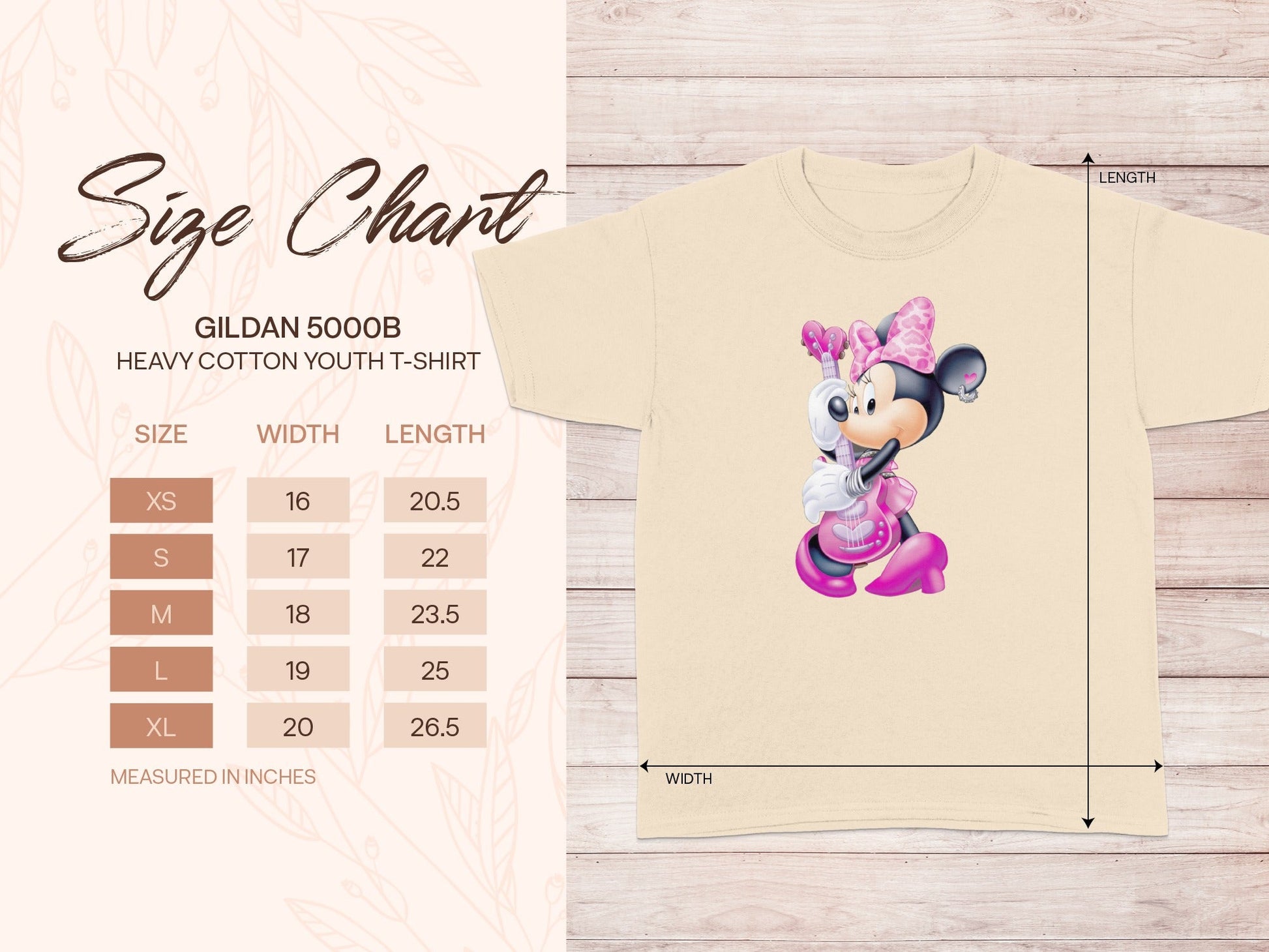 Minnie Mouse Youth T-Shirt Size Chart product type