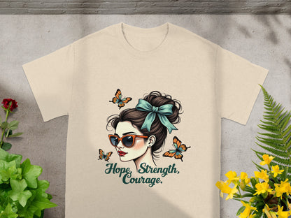 Vintage Sunglasses Girl with Butterflies T-Shirt