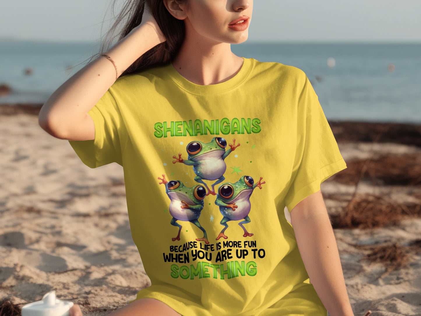 Shenanigans Frog Design Fun Up to Something T-shirt