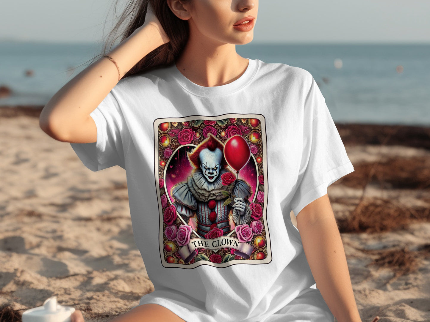 Vintage Horror Clown Art Print Graphic T-shirt