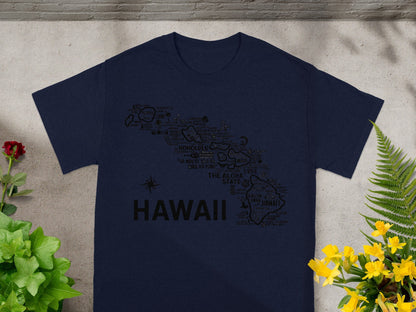 Hawaii Graphic Island Map Design T-shirt Product