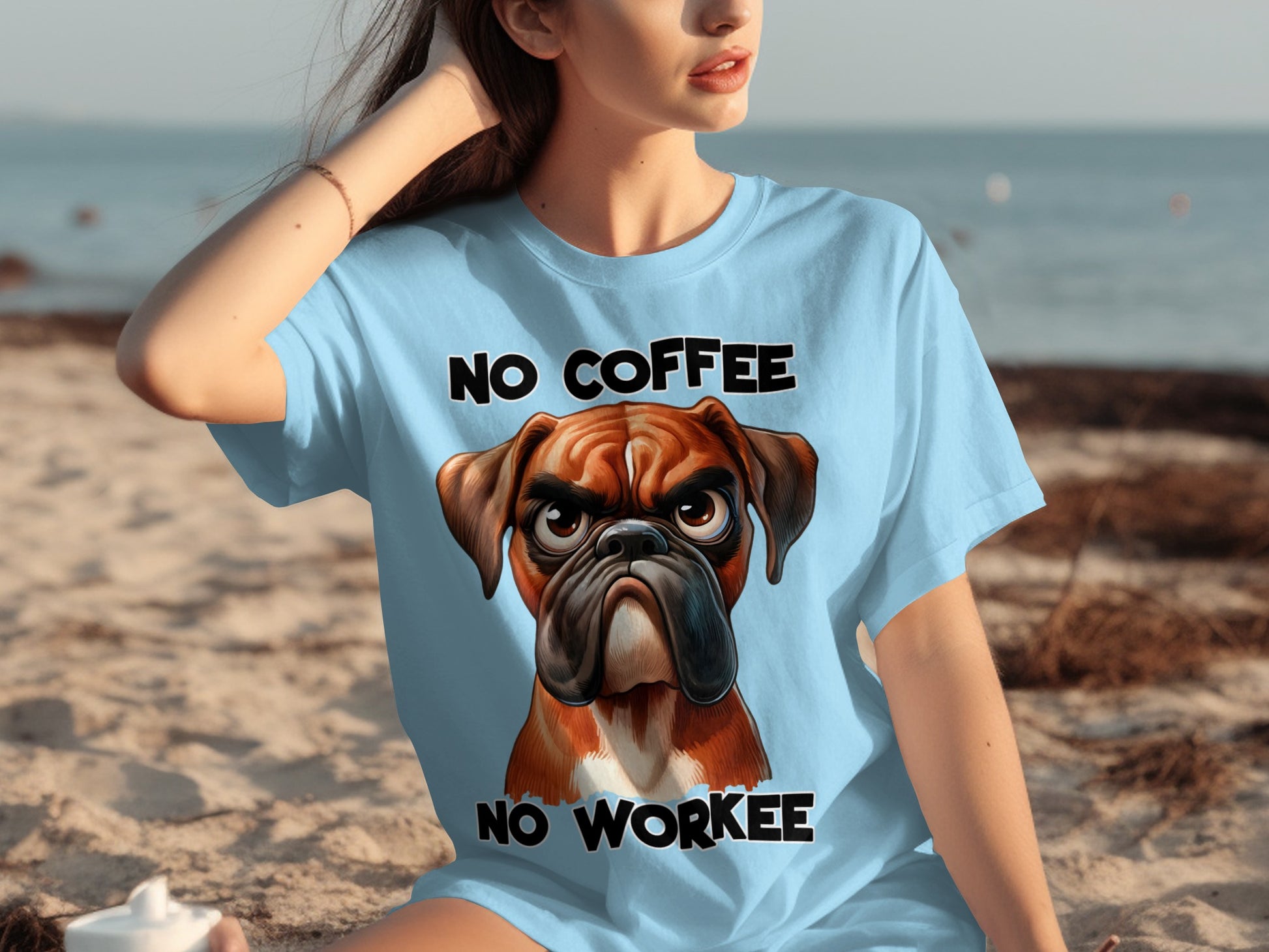 No Coffee No Workee Funny Boxer Dog T-shirt