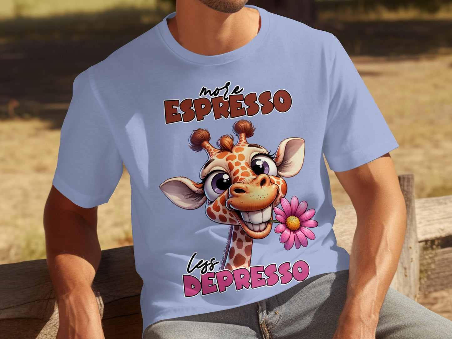 More Espresso Less Depresso Cute Giraffe Graphic Shirt