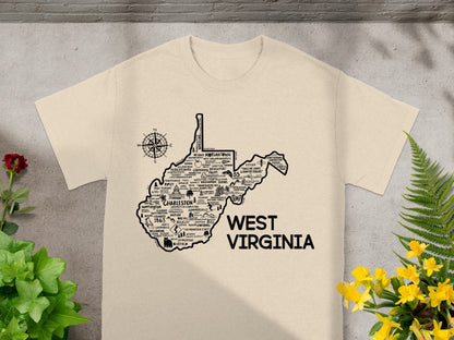 West Virginia Map Design Short-Sleeve T-Shirt
