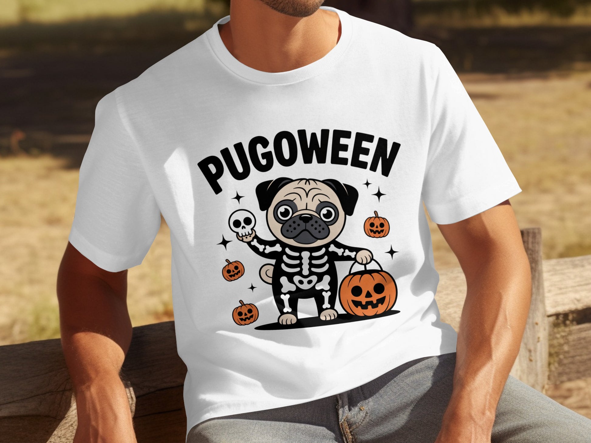 Pugoween Halloween Pug Skeleton T-shirt Halloween Product