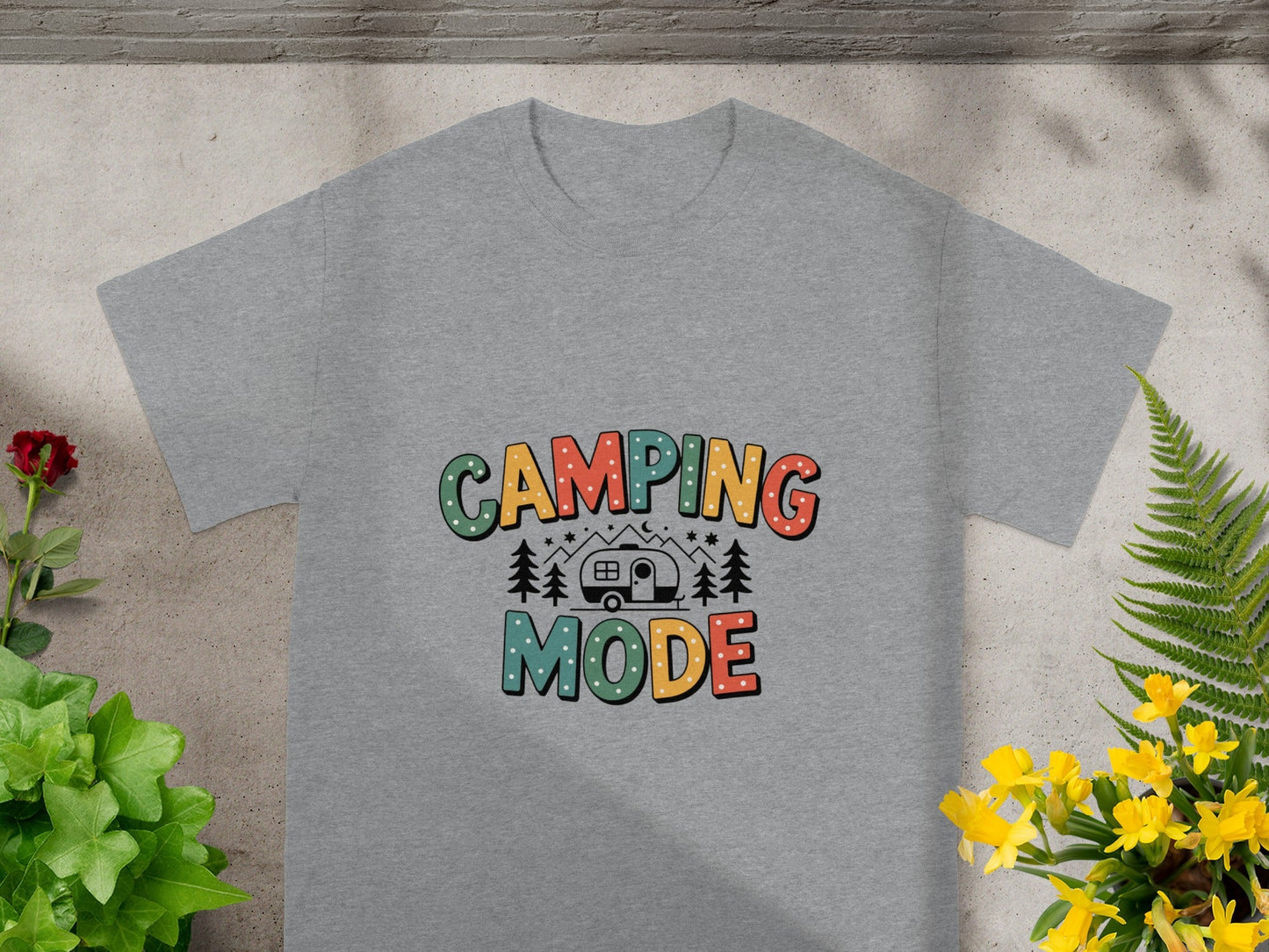 Fun and Colorful Camping Mode Graphic Tee Shirt