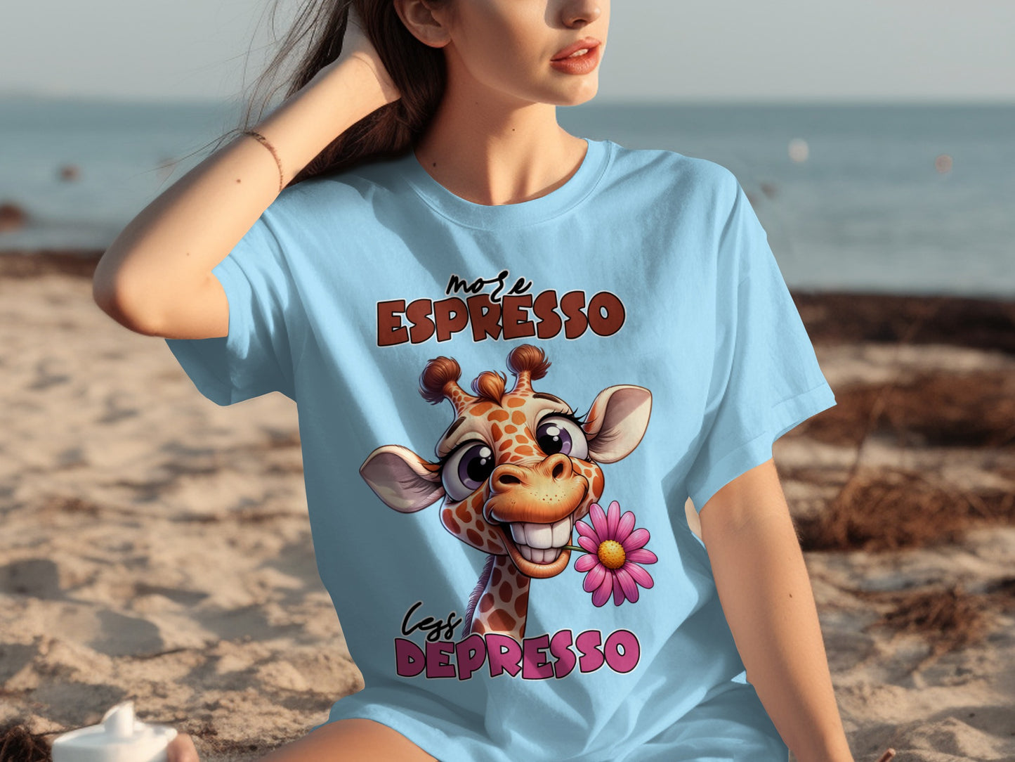 Cute Giraffe Espress Depresso Humorous T-shirt