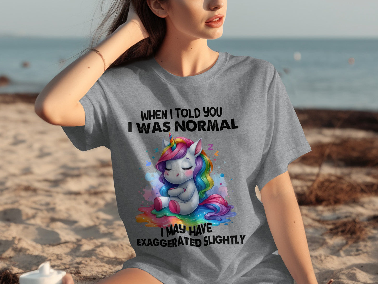 Funny Exaggerated Unicorn Graphic T-Shirt
