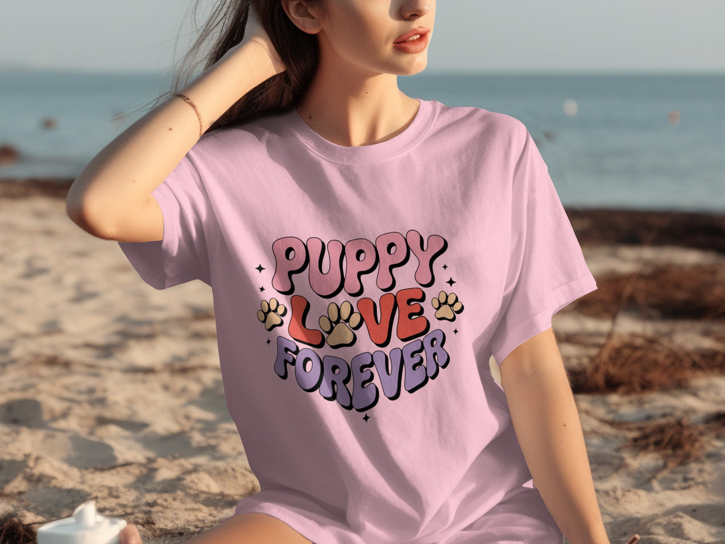 Puppy Love Forever Cute Animal Print T-shirt