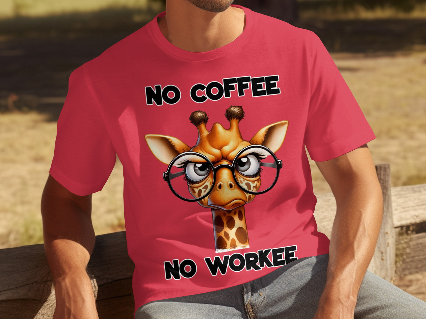 Funny Giraffe No Coffee No Workee Graphic Tee