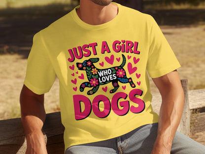 Just a Girl Who Loves Dogs Colorful Graphic Tee