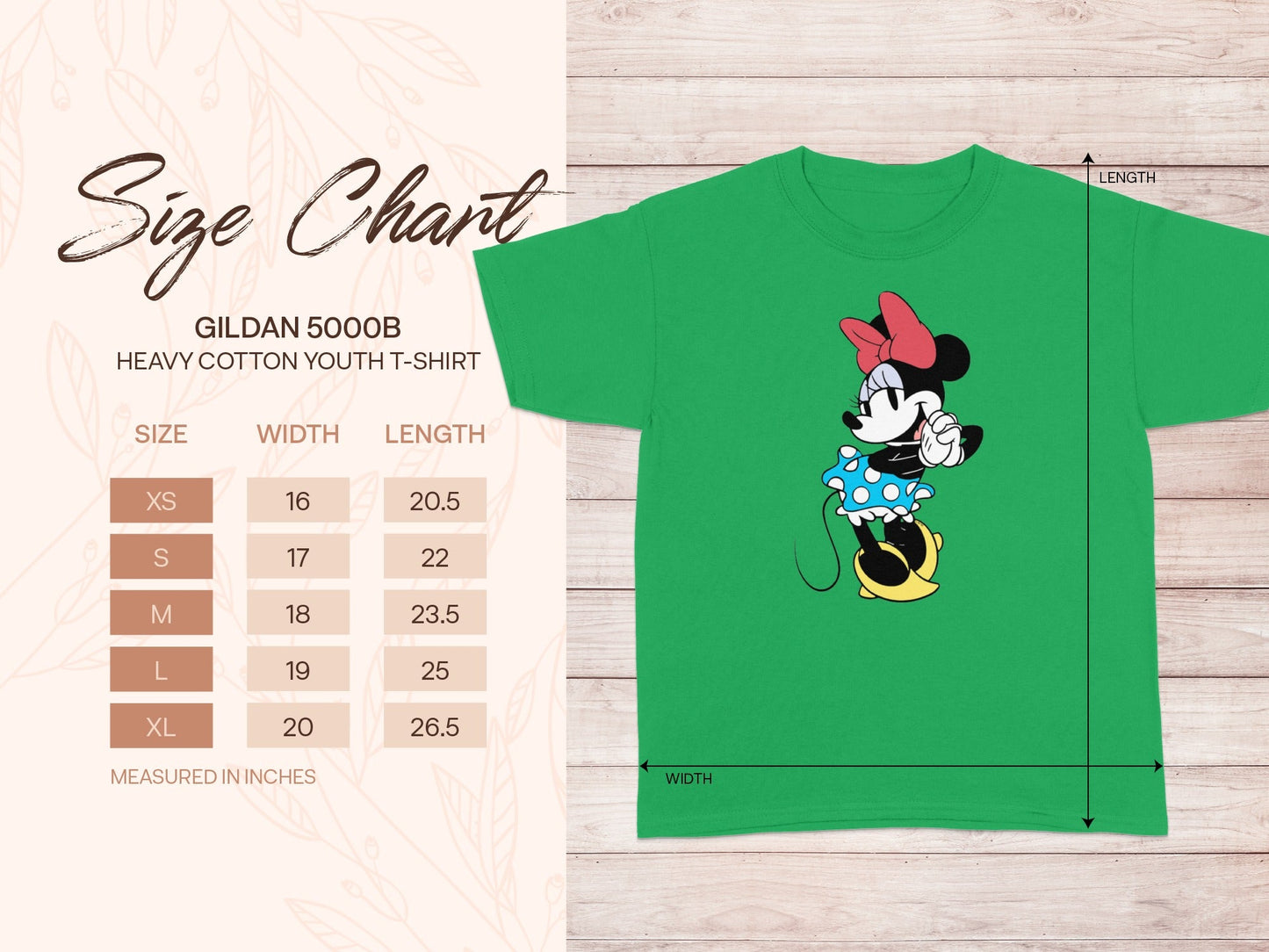 GILDAN 5000B Green Youth T-Shirt Minnie Mouse product type