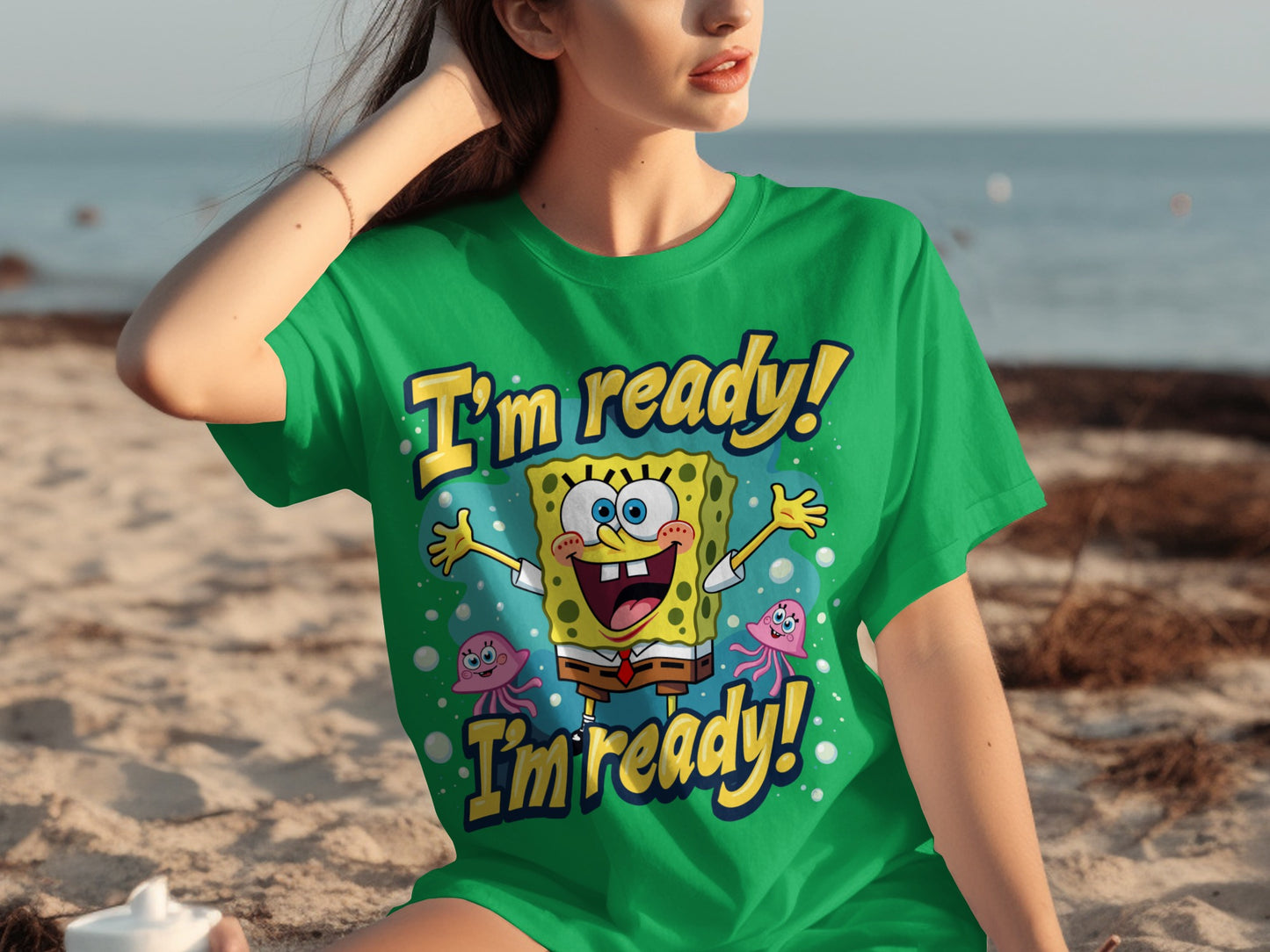 I'm Ready SpongeBob inspired vibrant green apparel