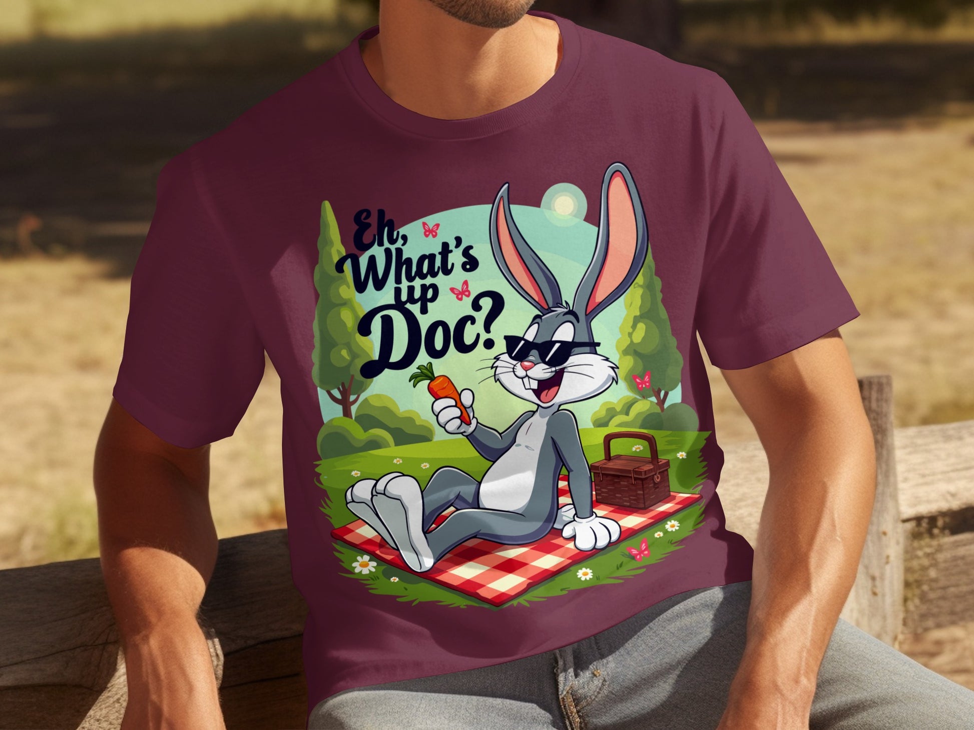 Eh What's Up Doc Bugs Bunny Picnic Scene T-Shirt