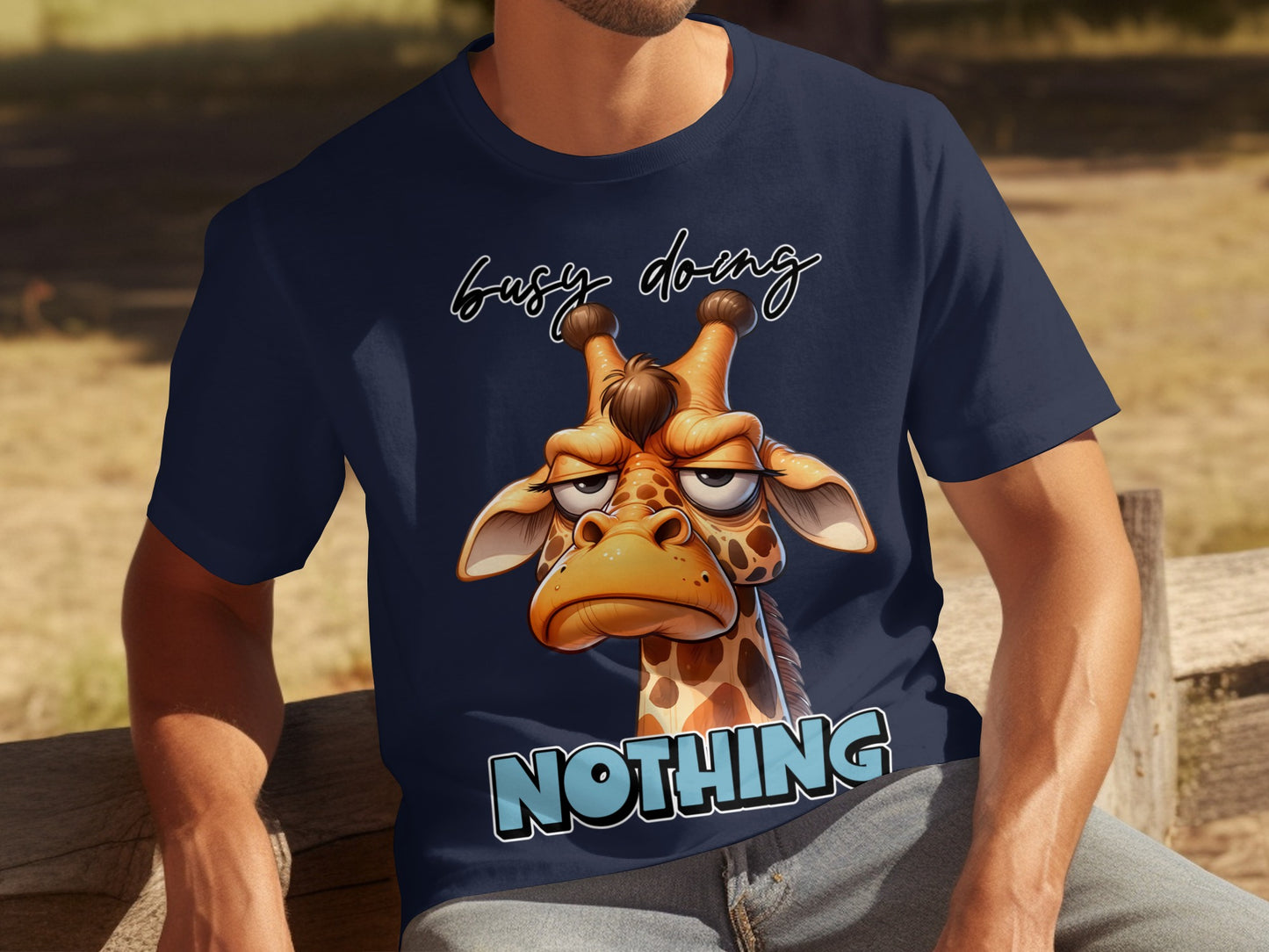 Busy Doing Nothing Funny Giraffe Graphic T-Shirt Product