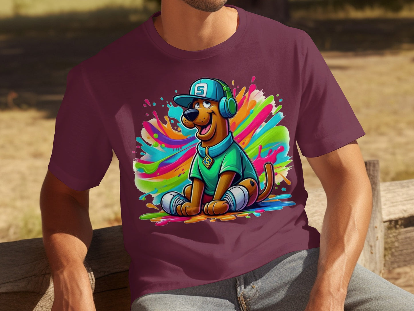 Colorful Scooby-Doo Design with Headphones T-Shirt