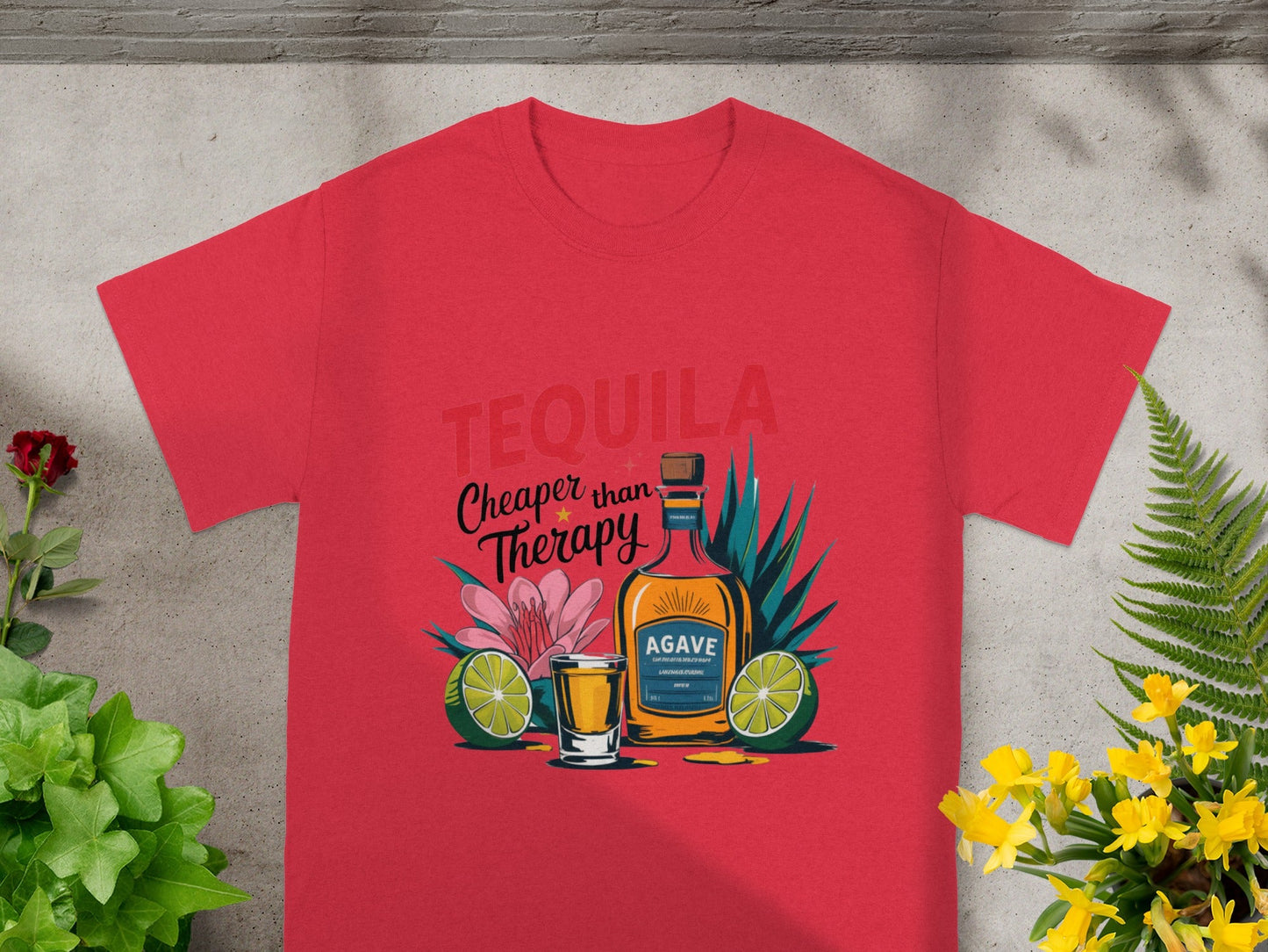 Tequila Cheaper Than Therapy Red T-Shirt