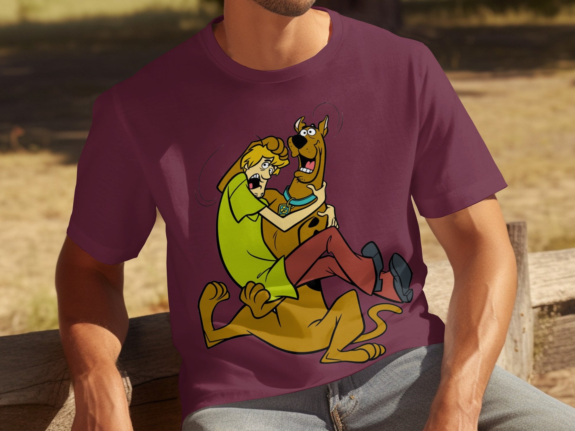 Shaggy and Scooby-Doo Cartoon Print T-Shirt