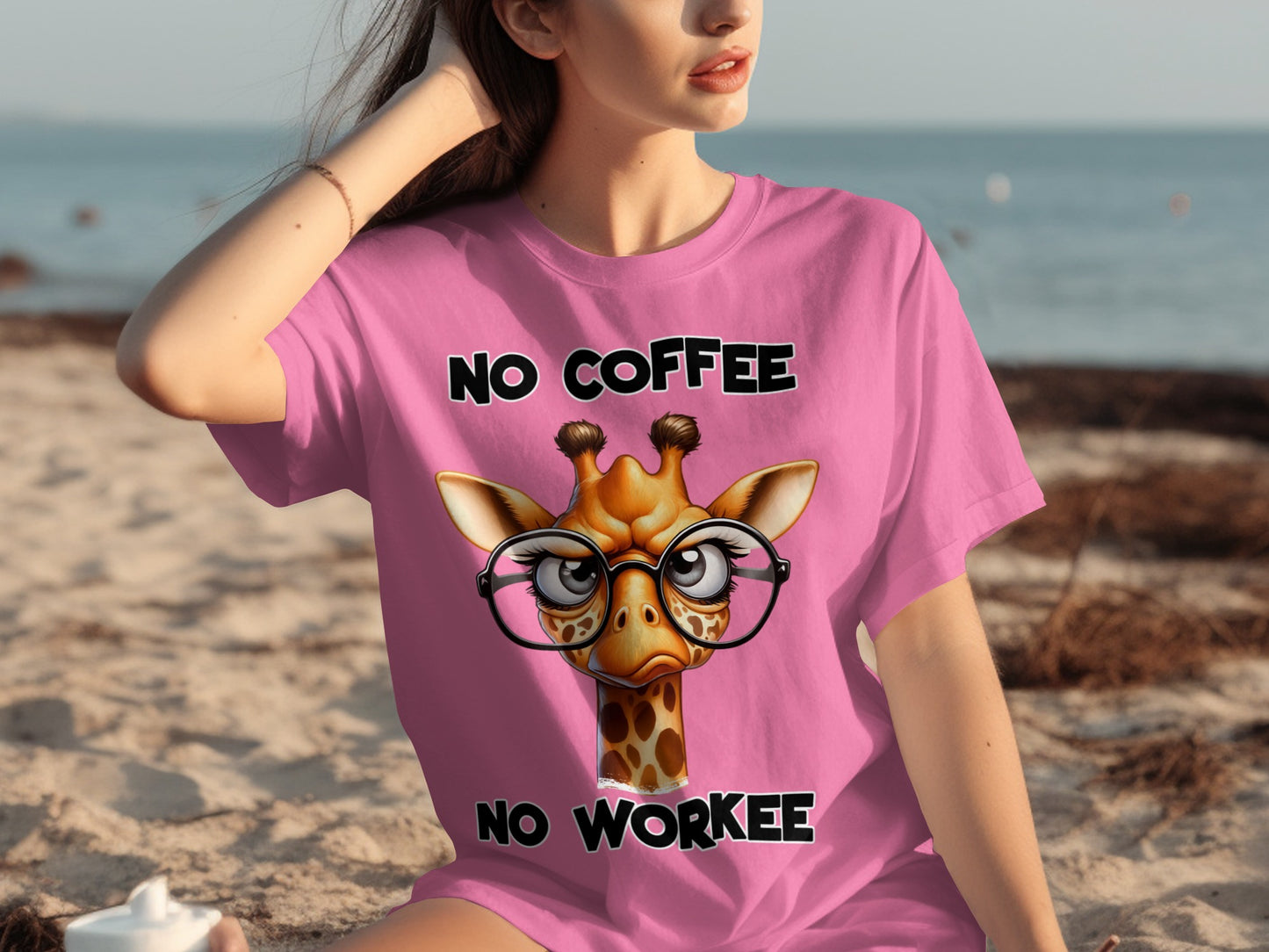 No Coffee No Workee Funny Giraffe T-Shirt