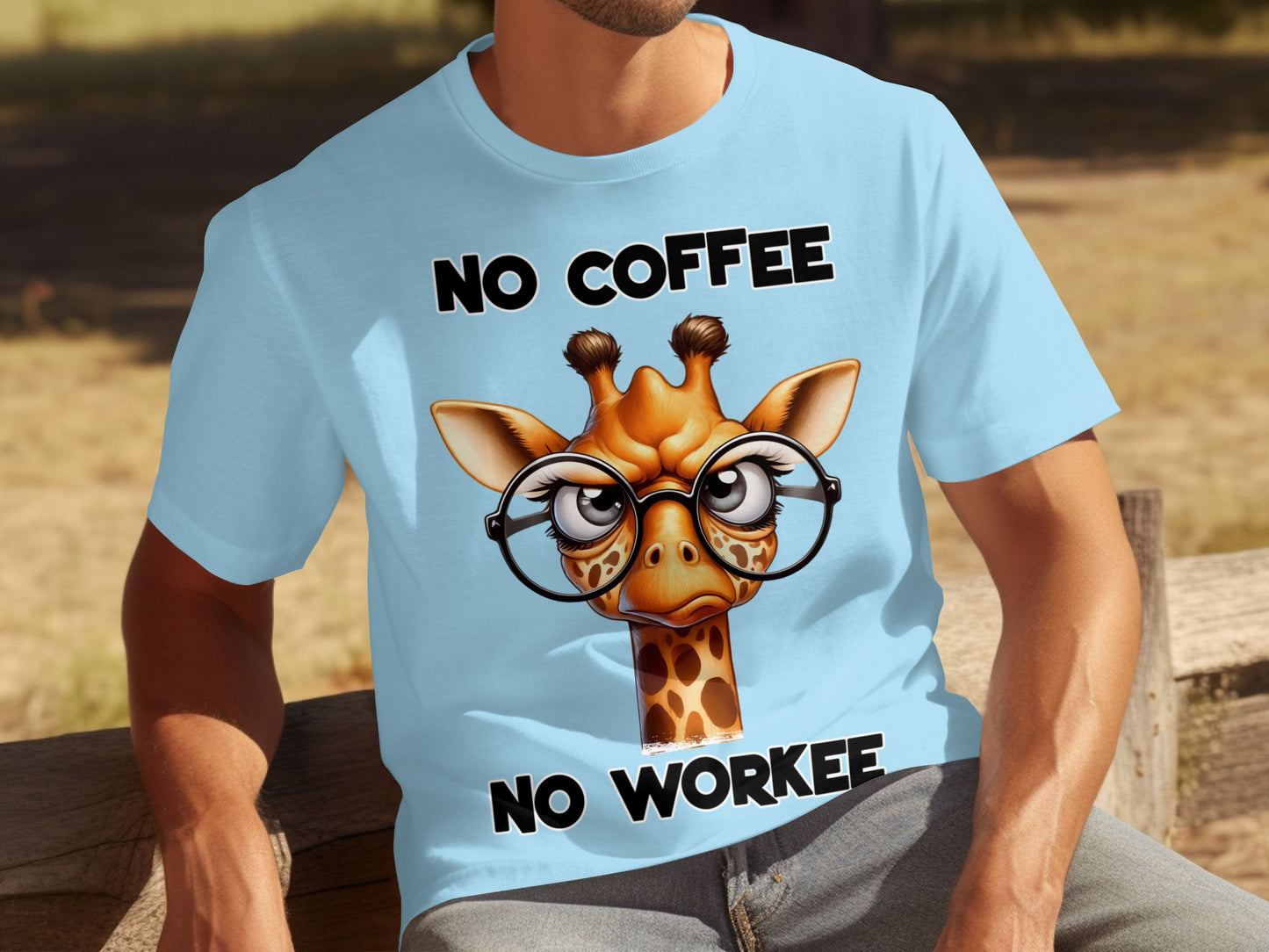 Funny Giraffe No Coffee No Workee Graphic T-shirt