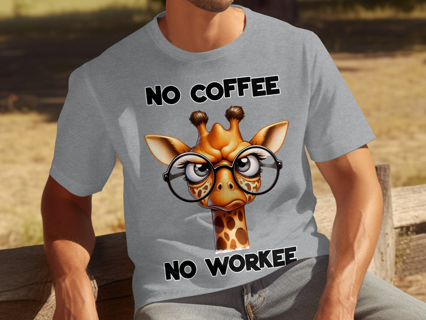 No Coffee No Workee Funny Giraffe Graphic T Shirt