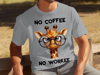 No Coffee No Workee Funny Giraffe Graphic T Shirt