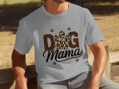 Dog Mama Leopard Paw Print Design T-Shirt