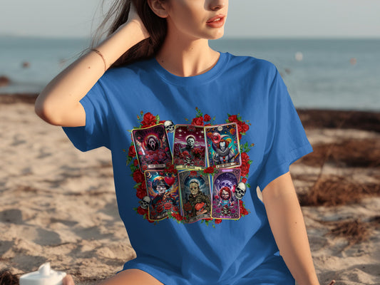 Colorful Tarot Cards Skull Design T-Shirt