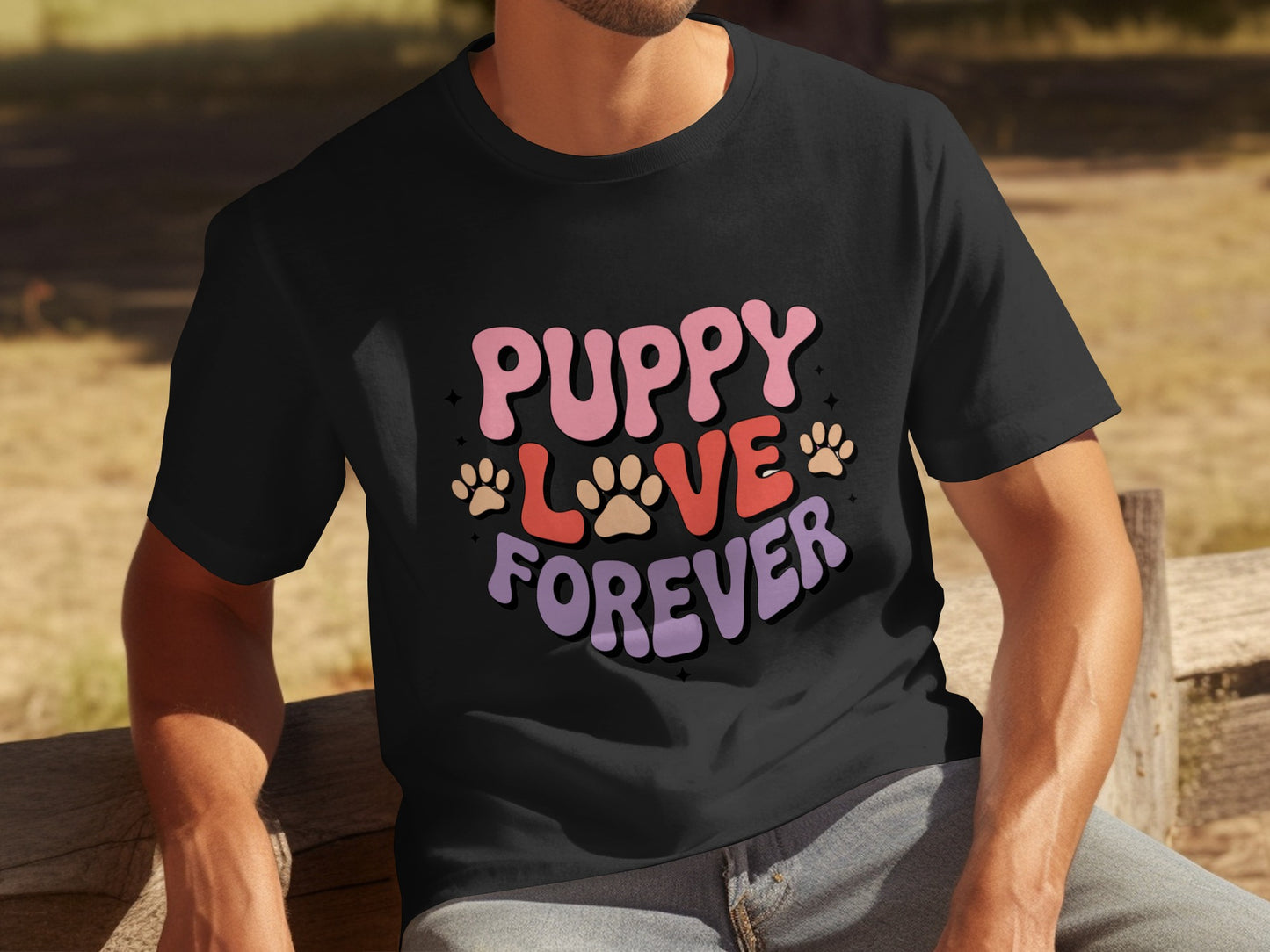 Puppy Love Forever Black T-shirt for Dog Lovers