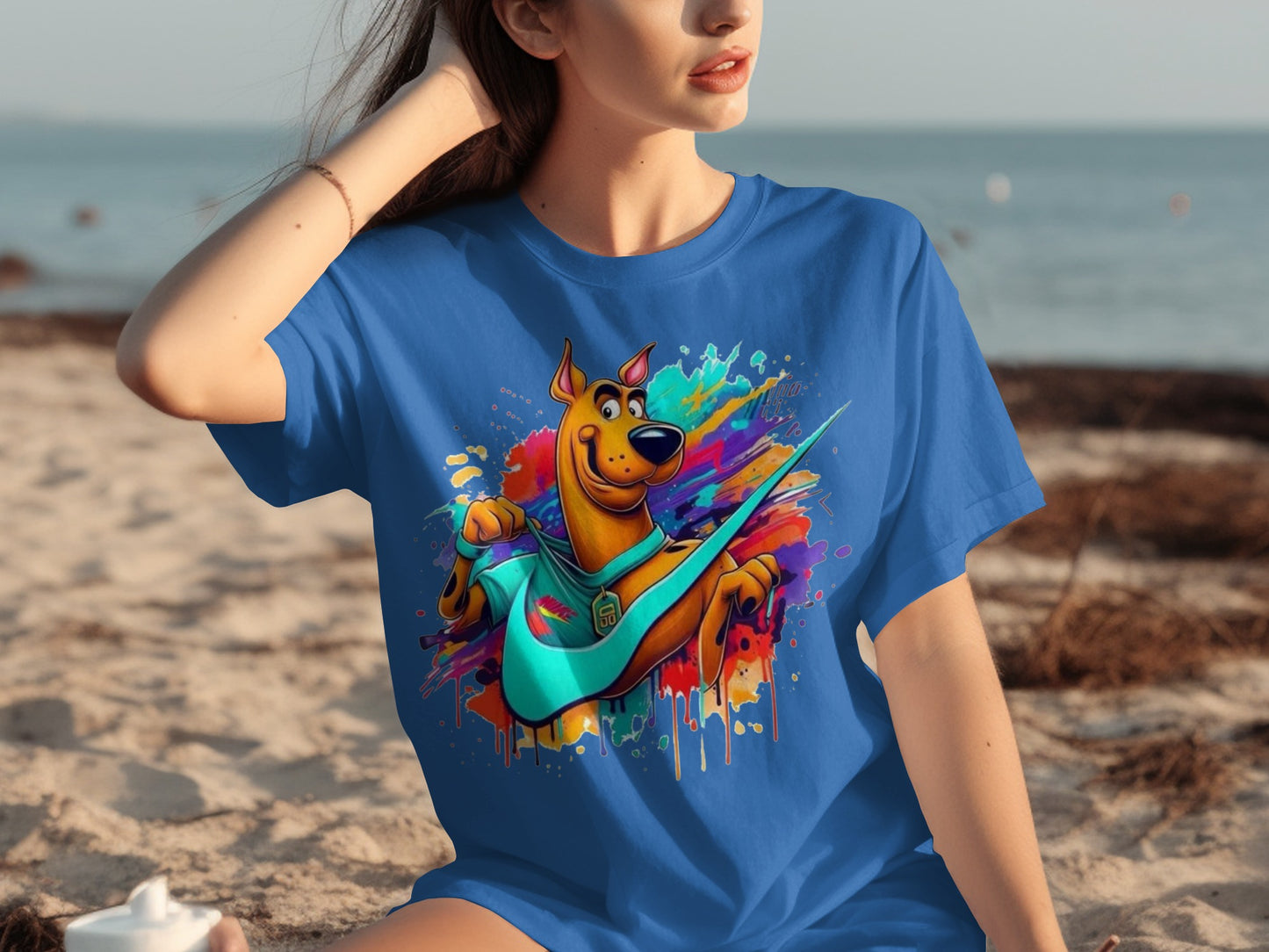 Colorful Scooby-Doo Playing Guitar Graphic T-shirt