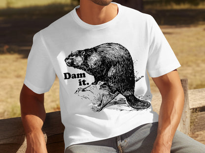 Dam It Beaver Illustration Novelty T-Shirt