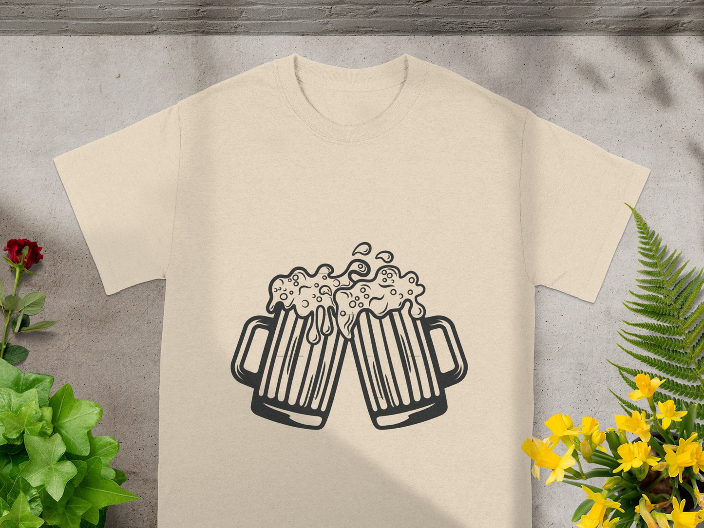 Cheers with Beer Mugs Graphic Design T-Shirt