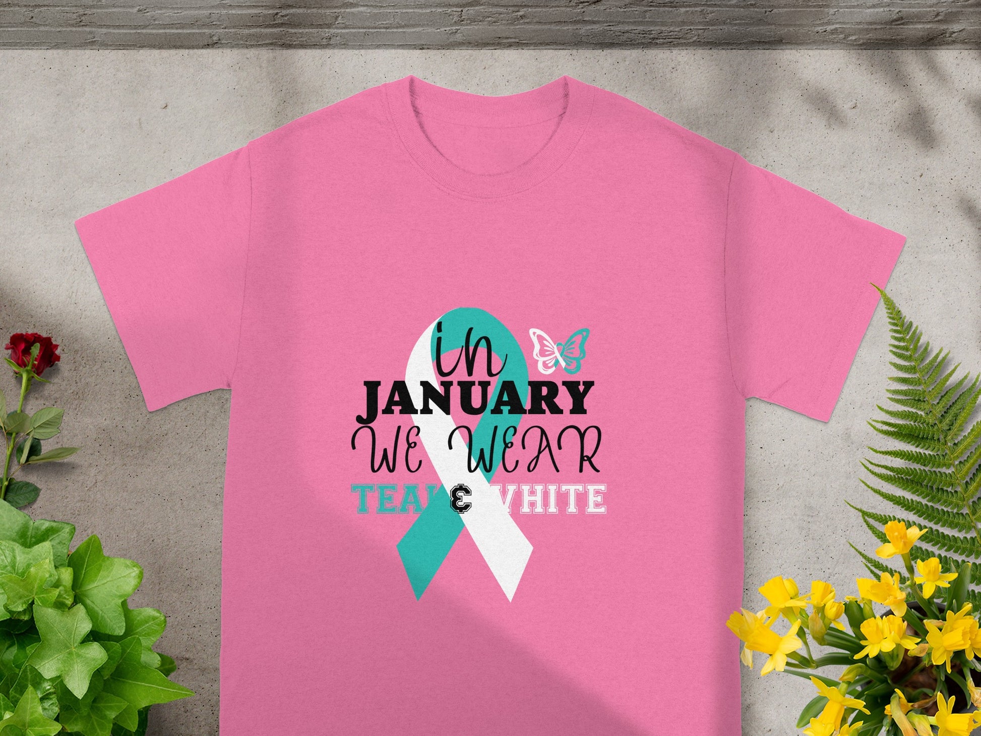 In January We Wear Teal and White Awareness Shirt