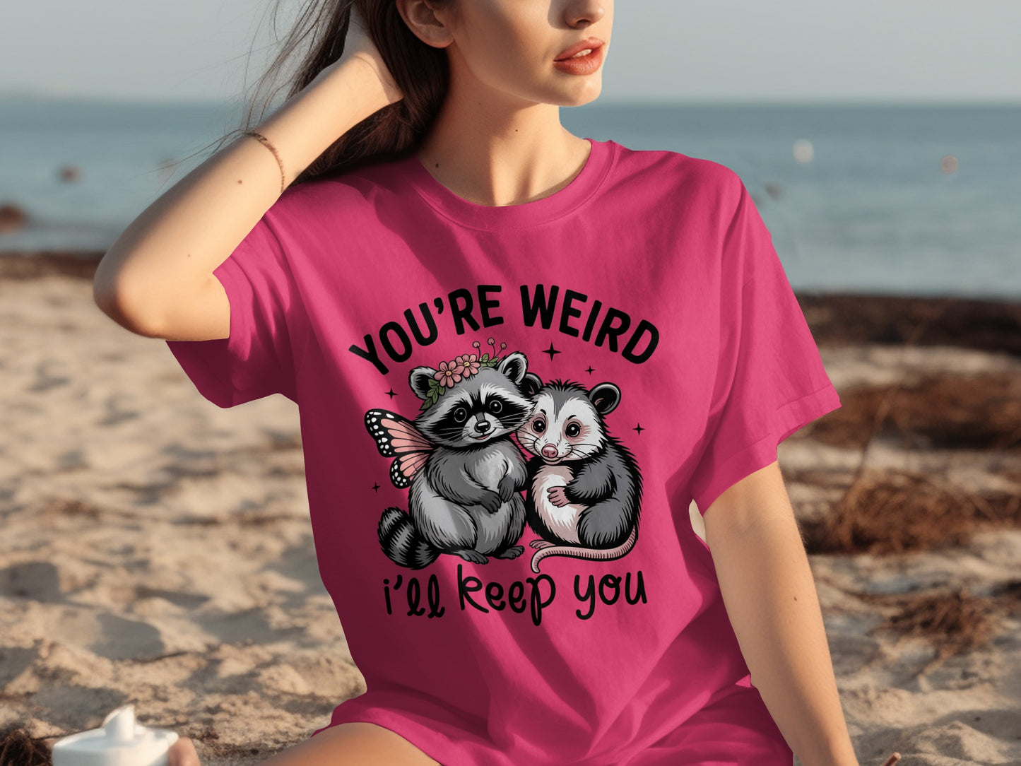 You're Weird I'll Keep You Cute Cartoon Graphic T-shirt