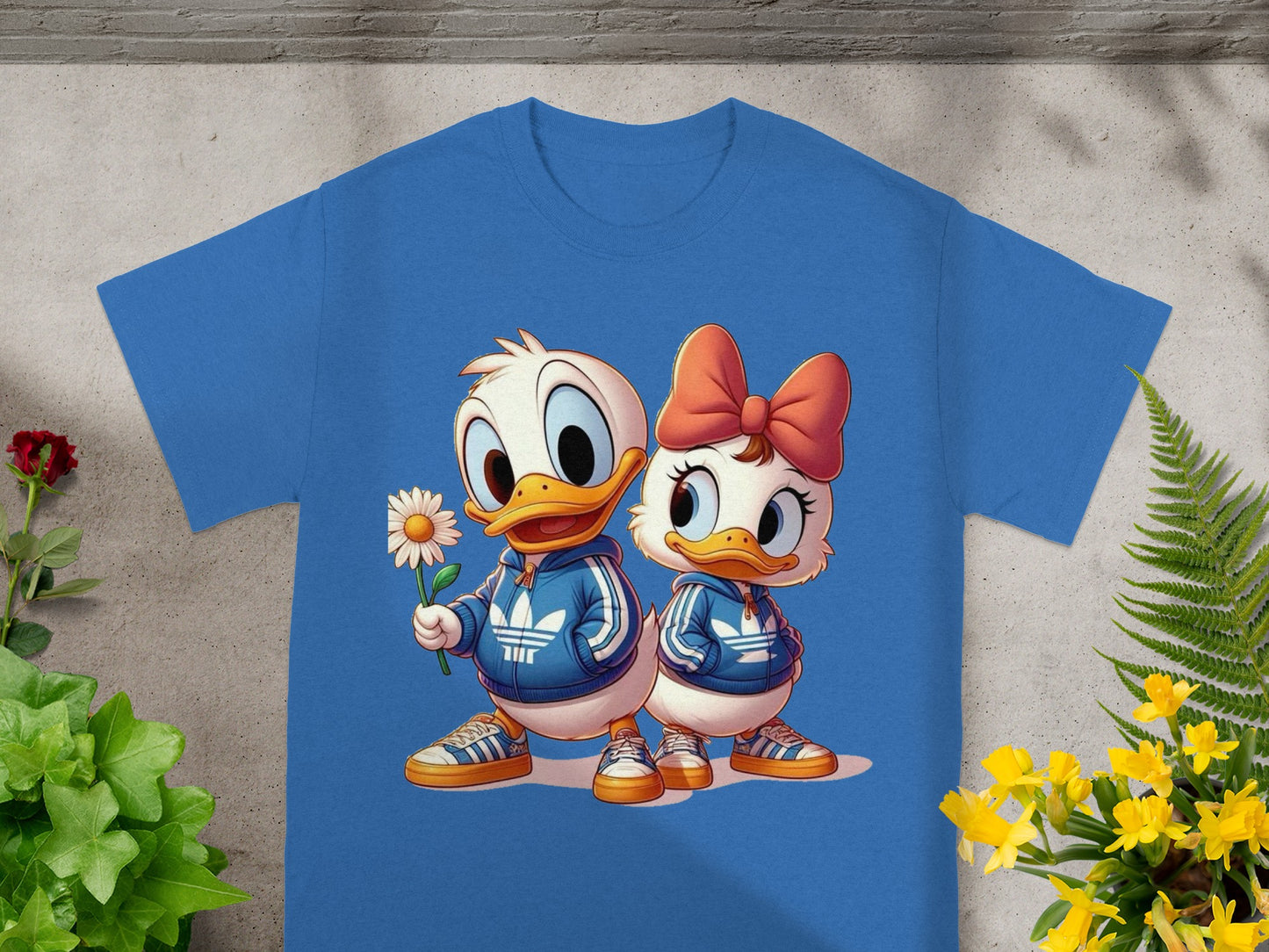 Duck Cartoon Character Pair Graphic Print Shirt