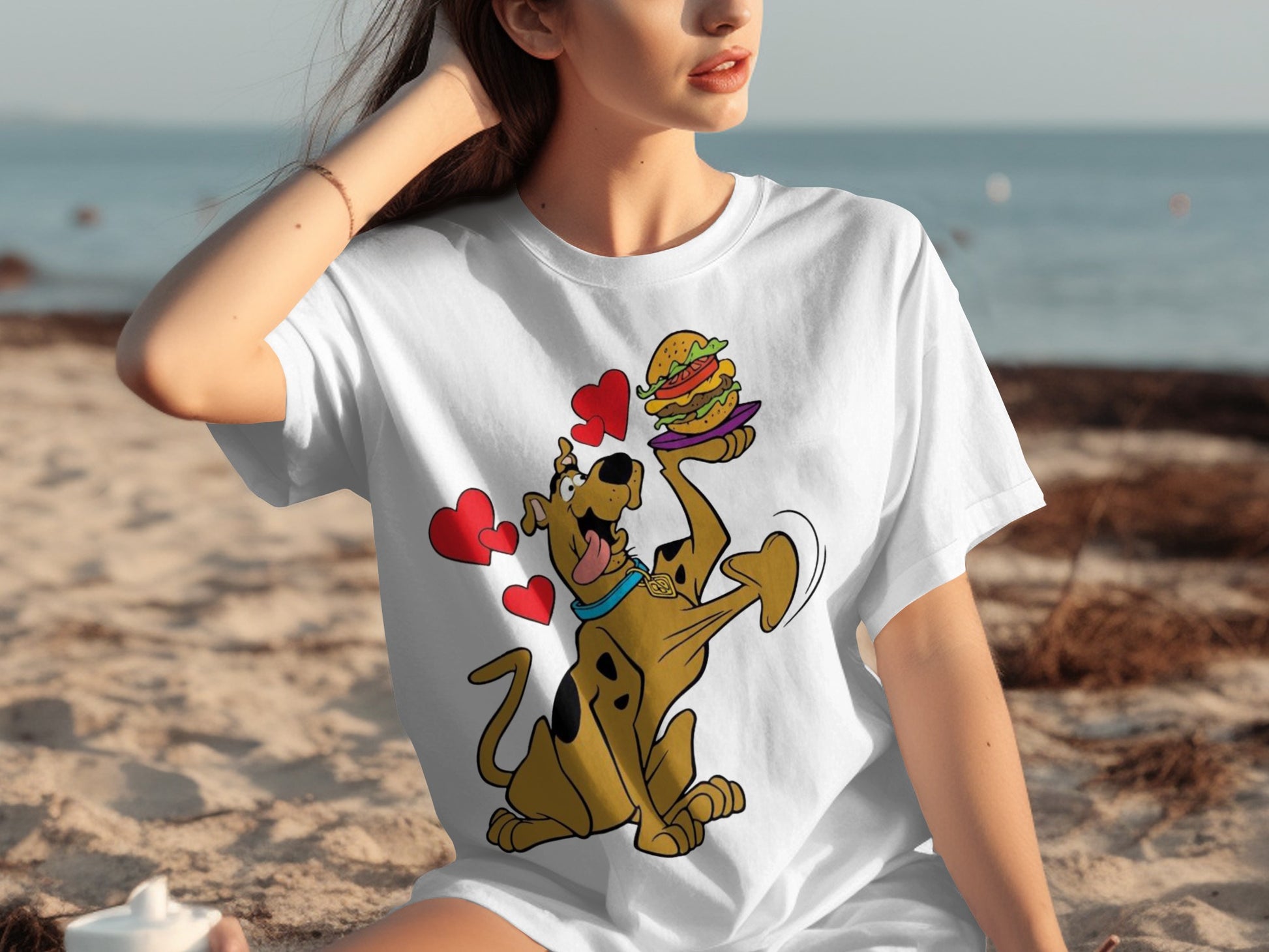 Adorable Cartoon Character with Hearts T-Shirt