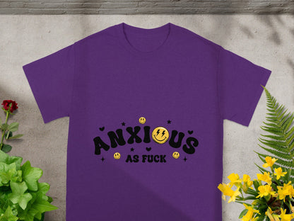 Anxious As F*** purple graphic shirt motivational top