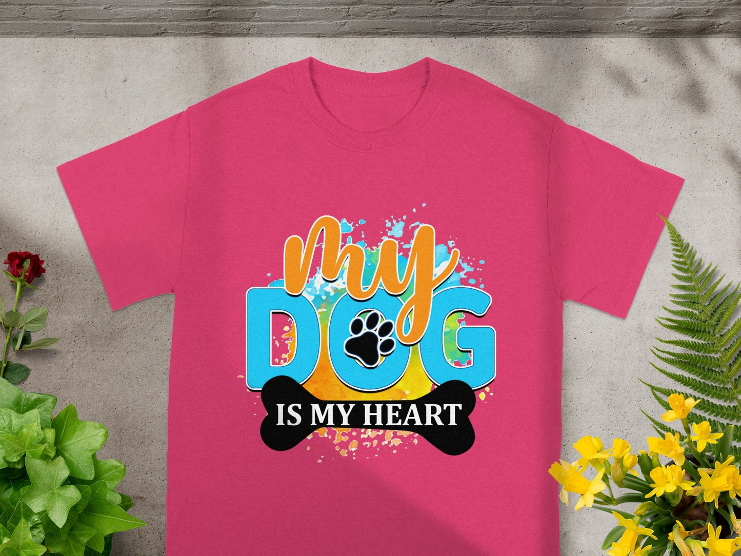 My Dog Is My Heart Colorful Graphic T-Shirt