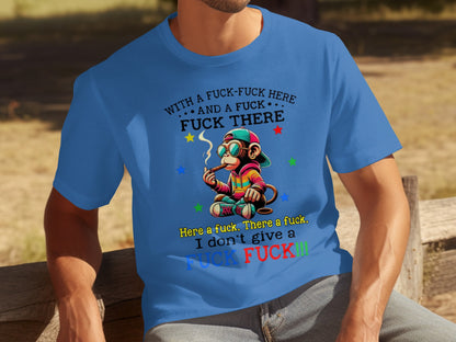 Funny Monkey Swearing Graphic Design T-Shirt