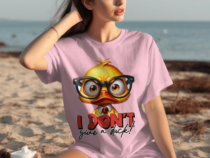 I Don't Give a Duck Cute Duck with Glasses T-Shirt