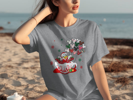 Festive Donald Duck Merry Christmas Graphic T-Shirt
