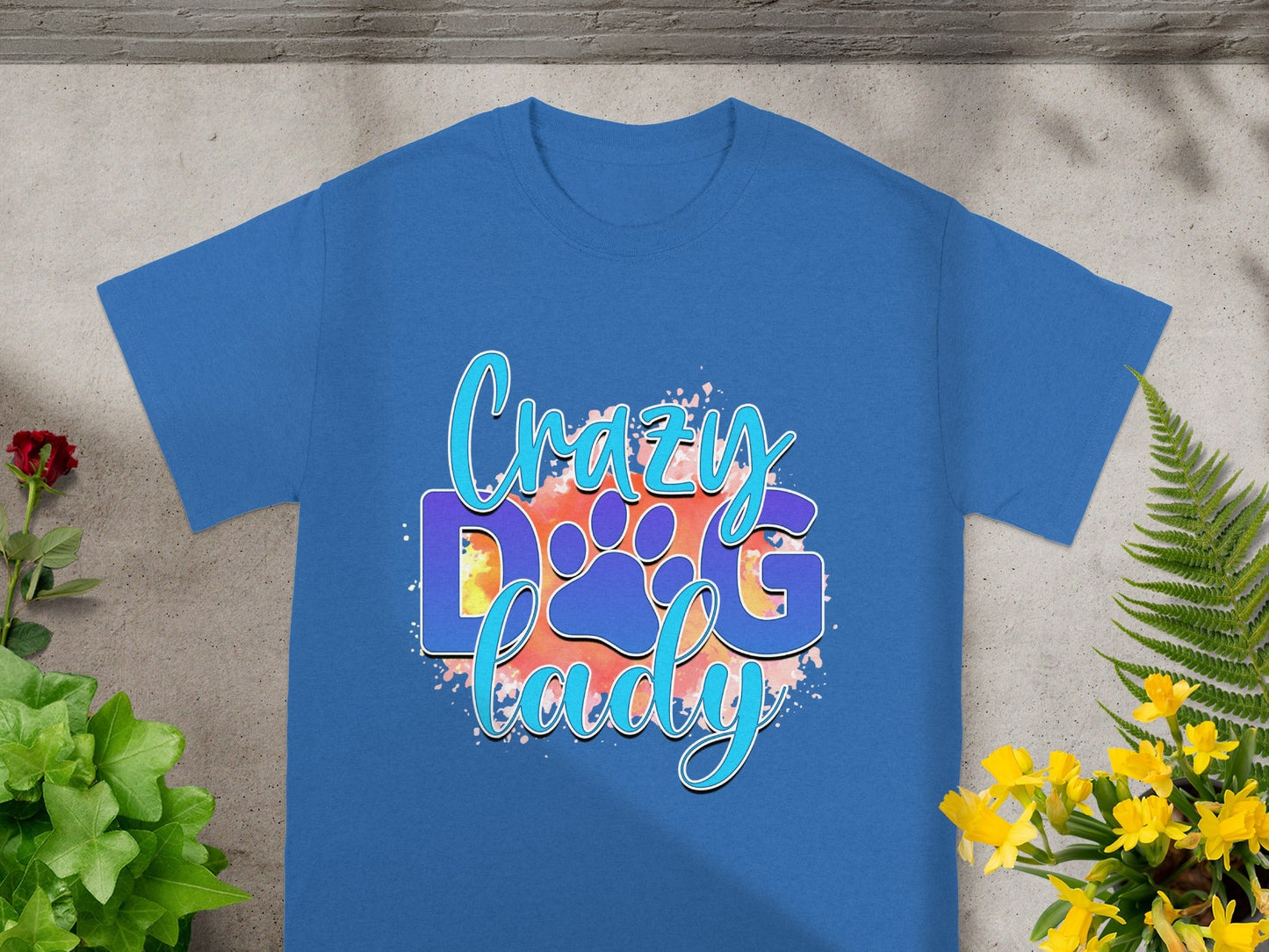 Crazy Dog Lady Blue Graphic T-Shirt for Dog Lovers