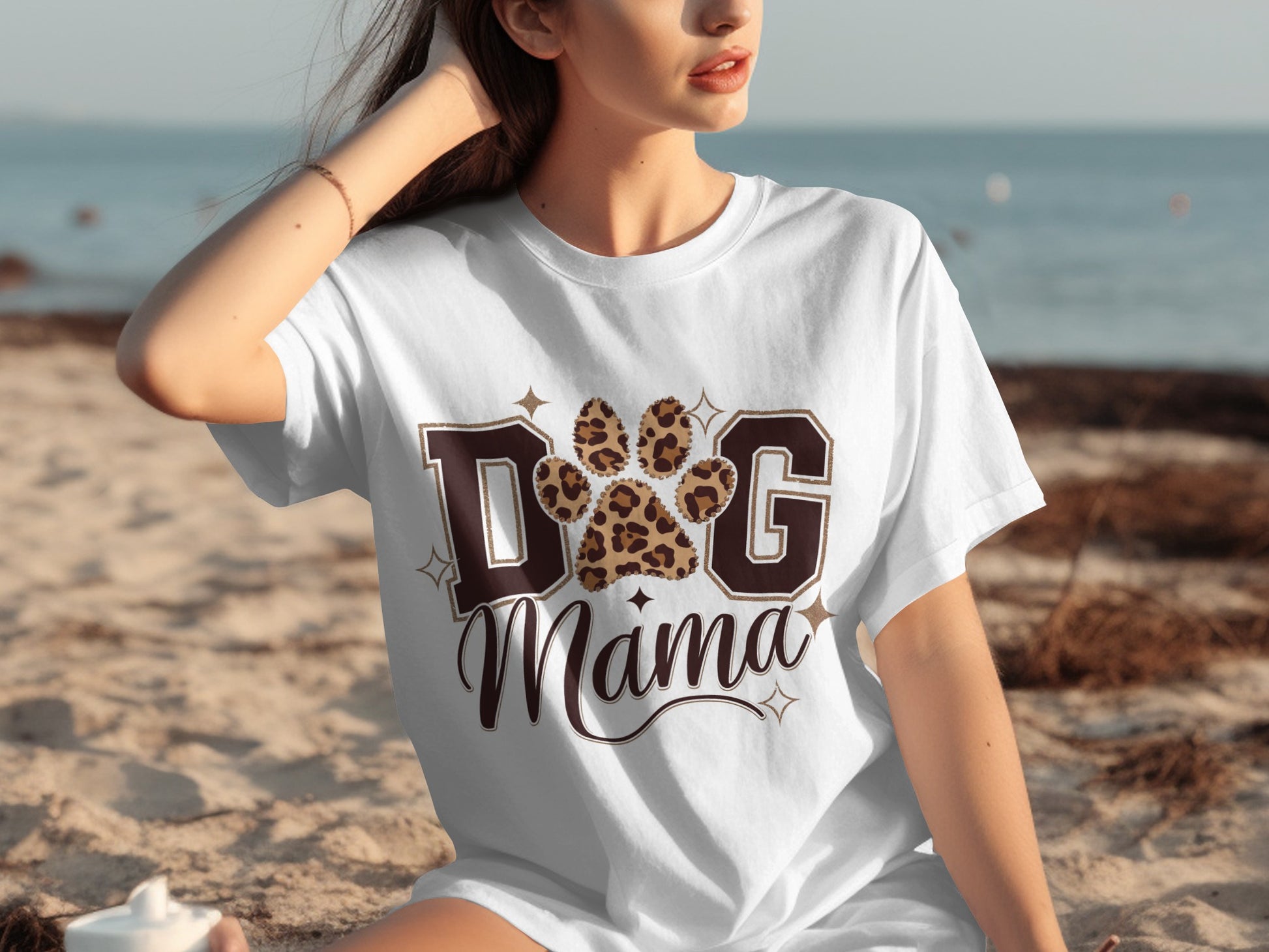 Dog Mama Leopard Paw Print Graphic T-Shirt Product