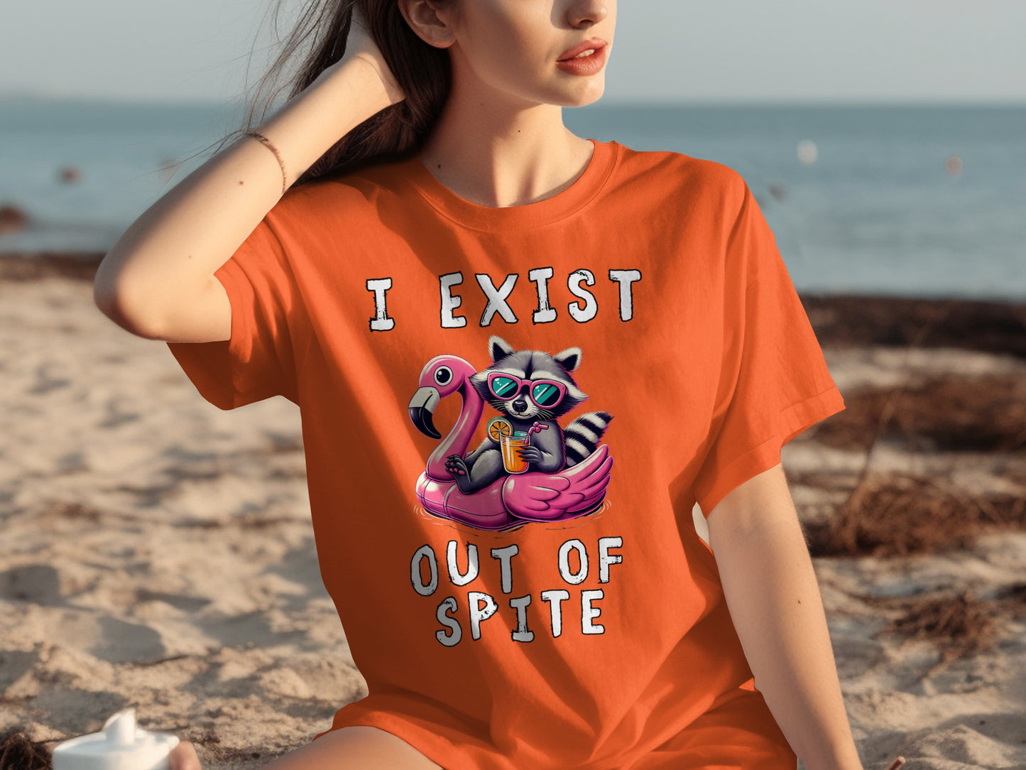 I Exist Out of Spite Raccoon Flamingo T-Shirt