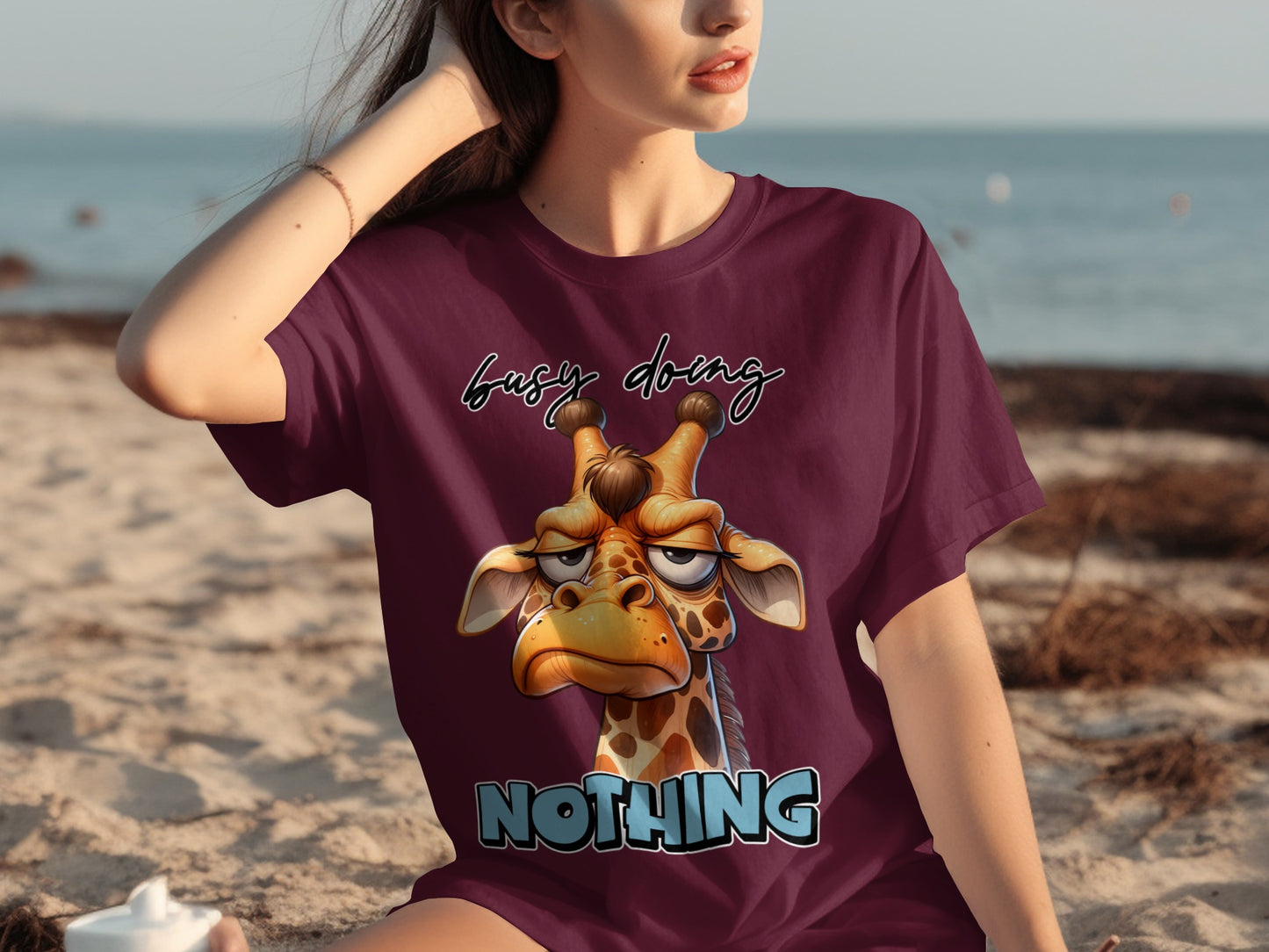 Busy Doing Nothing Giraffe Graphic T-Shirt